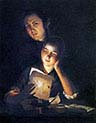 Girl Reading a Letter by Candlelight